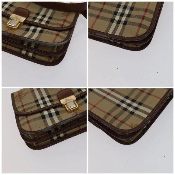Burberrys Nova Check Shoulder Bag PVC Beige Brown gold Auth 110829 - Picture 16 of 16